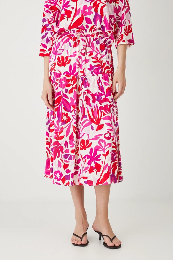 Spódnica damska midi wzorzysta midi biały RS25-SDD090