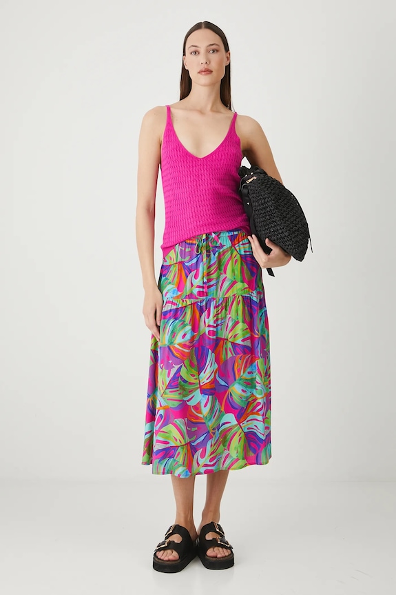 Sukňa midi vzorované viac farieb RS25-SDD090 viacfarebná RS25