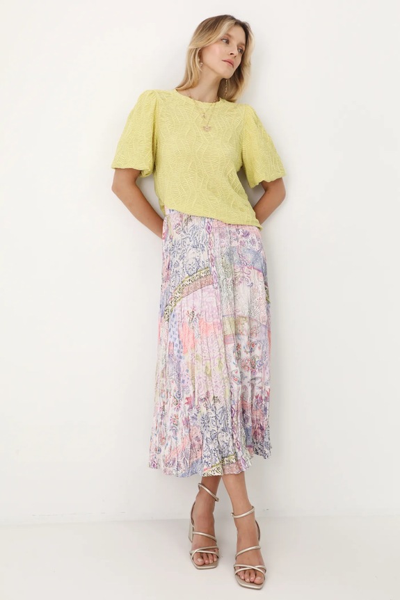 Spódnica damska maxi wzorzysta kolor multicolor rozkloszowany multicolor RS25-SDD501