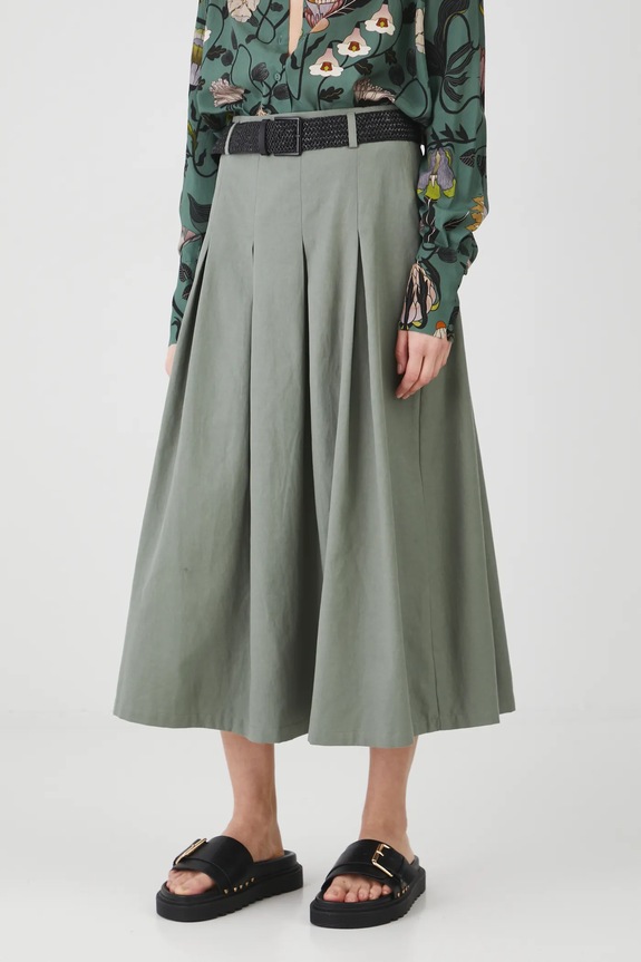 Sukňa dámska maxi s opaskom hladká zelená farba RS25-SDD601 zelená RS25