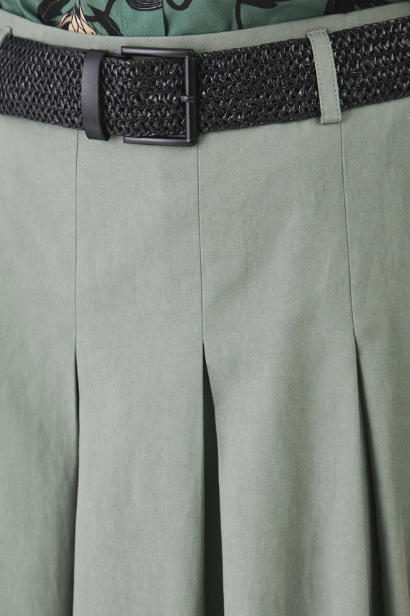 Sukňa dámska maxi s opaskom hladká zelená farba RS25-SDD601 zelená