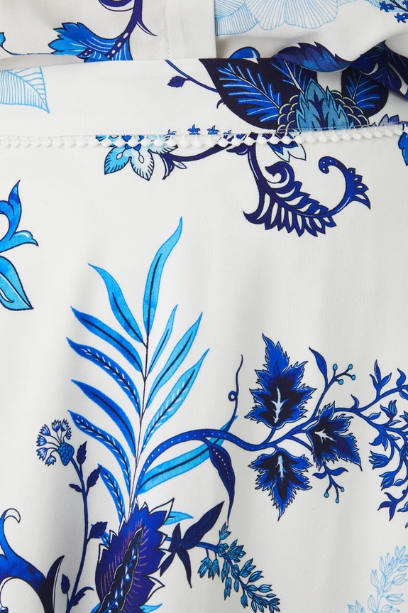 Sukňa s prímesou ľanu dámska maxi vzorovaná biela farba biela RS25-SDD700