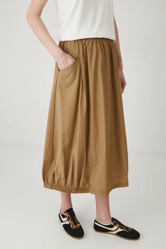 Bavlněná sukně dámská midi, hladký povrch zelená barva áčkový zelená RS25-SDD803