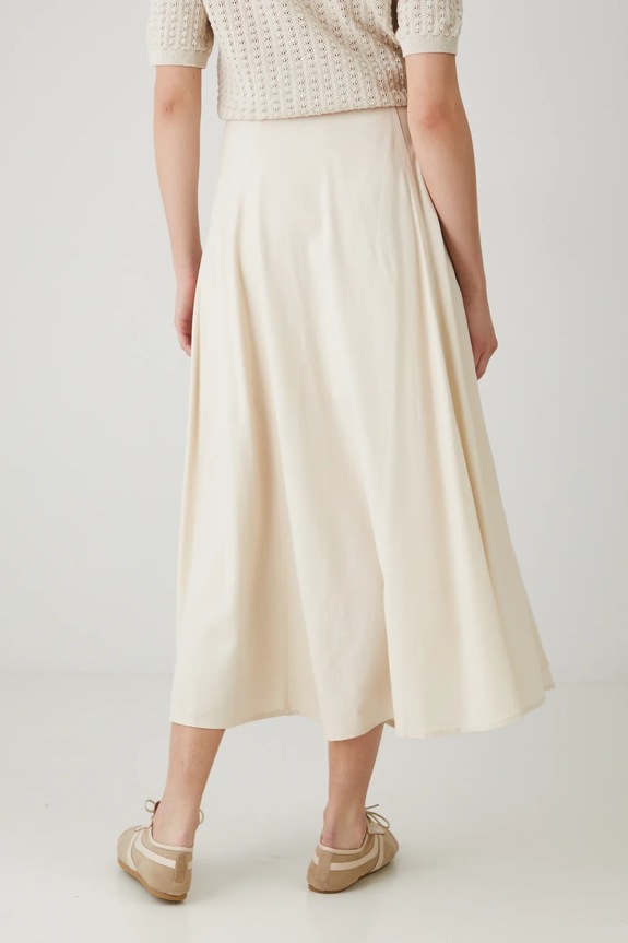 Odzież Spódnica z domieszką lnu maxi gładka kolor beżowy RS25-SDD807 beżowy