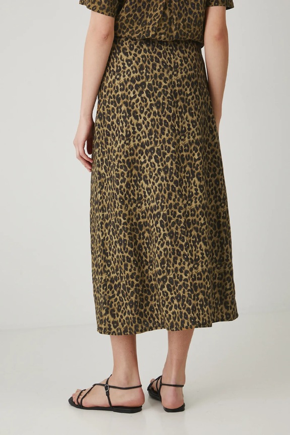 Oblečenie Sukňa s prímesou ľanu dámska leopardí vzor maxi viac farieb RS25-SDD808 viacfarebná