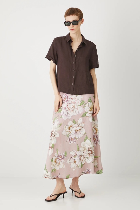 Spódnica damska maxi w kwiaty kolor różowy RS25-SDD901 różowy RS25