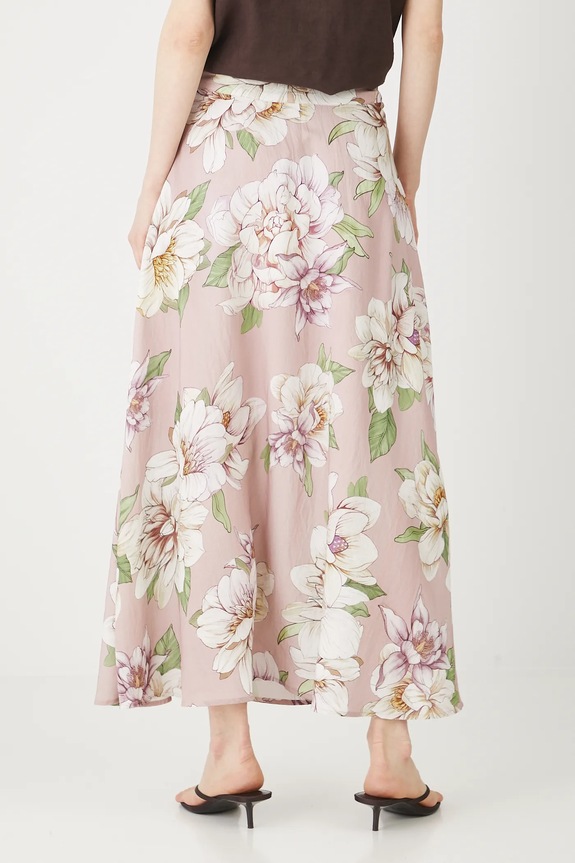 Odzież Spódnica damska maxi w kwiaty kolor różowy RS25-SDD901 różowy