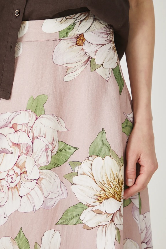 Spódnica damska maxi w kwiaty kolor różowy RS25-SDD901 różowy