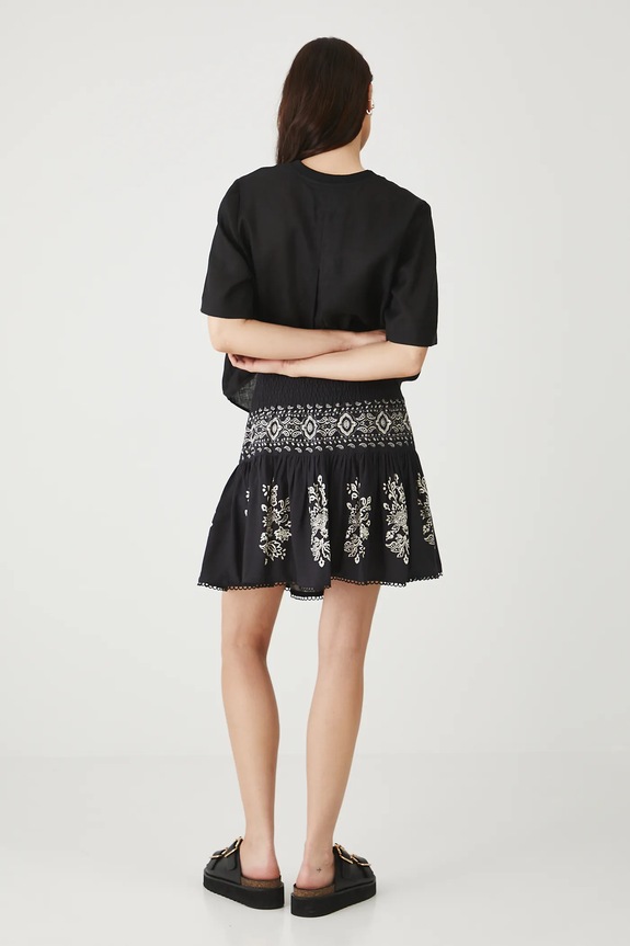 Odzież Spódnica damska mini z wiskozy kolor czarny RS25-SDDB00 czarny