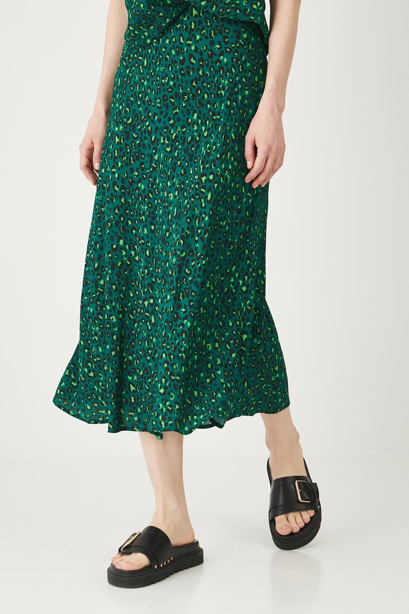 Spódnica damska maxi wzorzysta z wiskozy kolor zielony RS25-SDDC01 zielony RS25