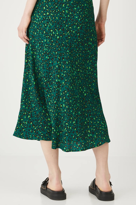 Odzież Spódnica damska maxi wzorzysta z wiskozy kolor zielony RS25-SDDC01 zielony