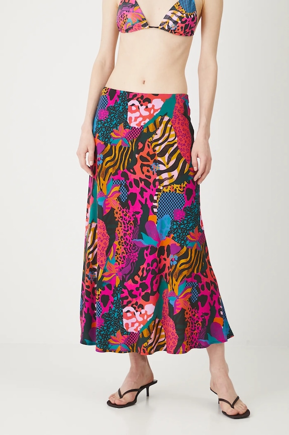 Spódnica damska maxi wzorzysta z wiskozy kolor multicolor RS25.SDDC05 multicolor RS25