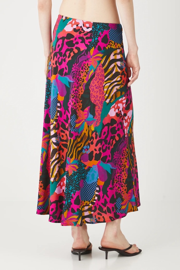 Odzież Spódnica damska maxi wzorzysta z wiskozy kolor multicolor RS25.SDDC05 multicolor