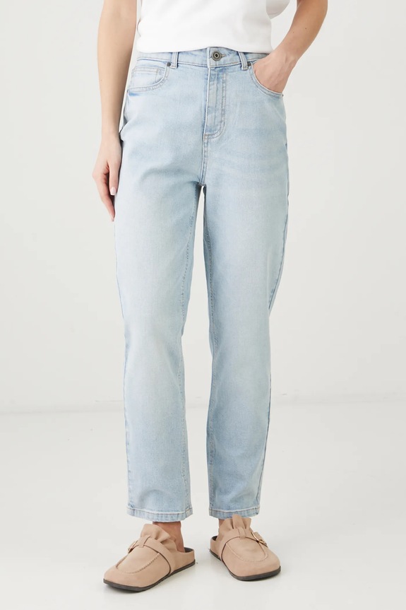 Džíny dámské mom fit se sepraným efektem modrá barva BASIC modrá RS25-SJD030