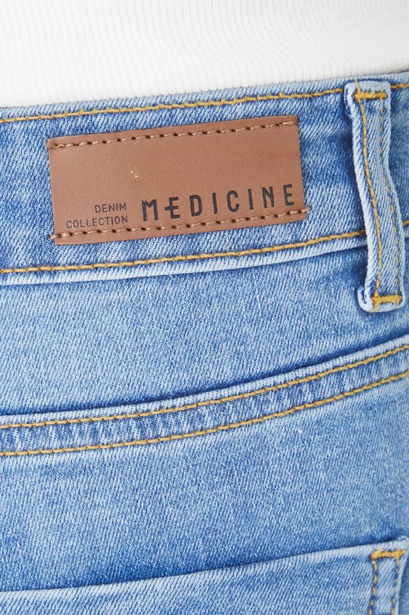 Jeansy damskie flare z efektem sprania kolor niebieski niebieski RS25.SJD100