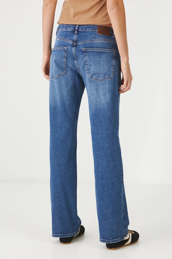 Odzież Jeansy damskie wide leg z efektem sprania kolor niebieski RS25.SJD203 niebieski