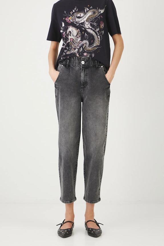 Jeansy damskie slouchy z efektem sprania kolor szary szary RS25.SJD402