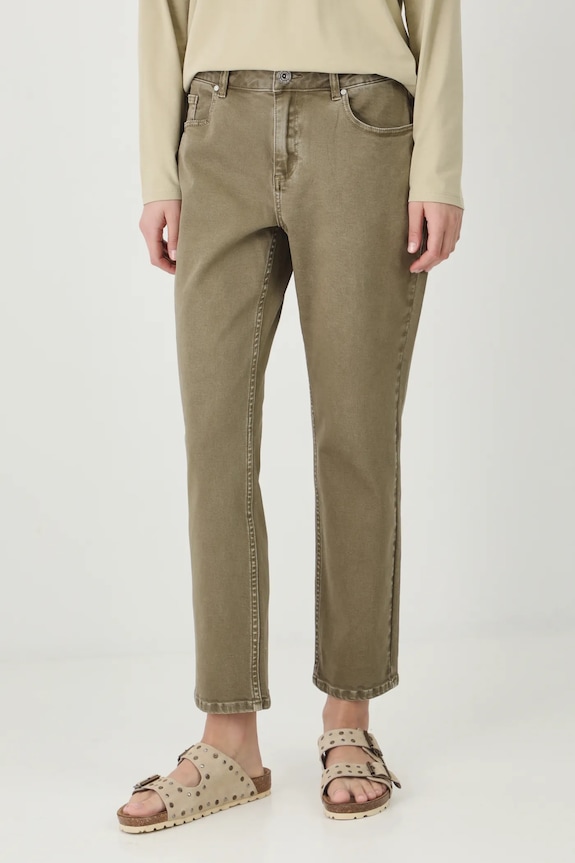 Jeansy damskie straight z efektem sprania RS25.SJD504 zielony RS25