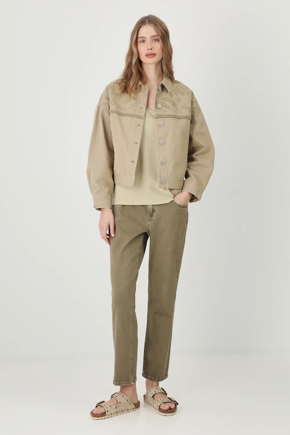 Jeansy damskie straight z efektem sprania zielony RS25.SJD504