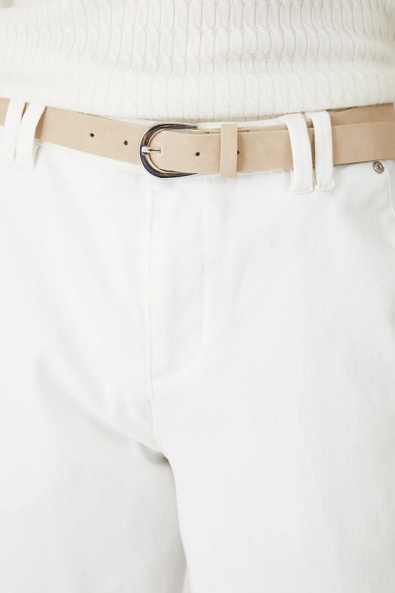Jeansy damskie chino z paskiem kolor biały biały RS25-SJD900