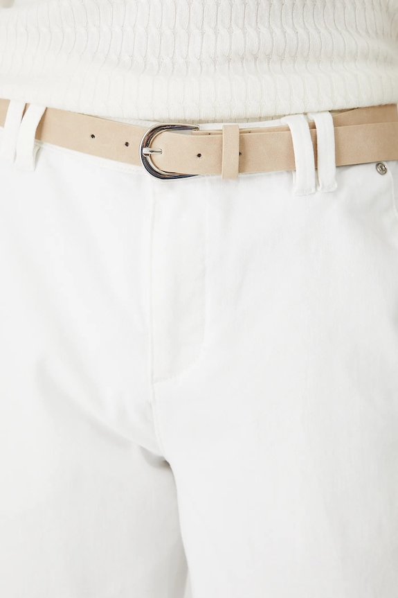 Jeansy damskie chino z paskiem kolor biały biały RS25-SJD900