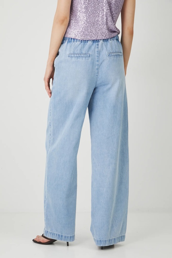 Odzież Jeansy bawełniane damskie wide leg kolor niebieski RS25-SJD901 niebieski