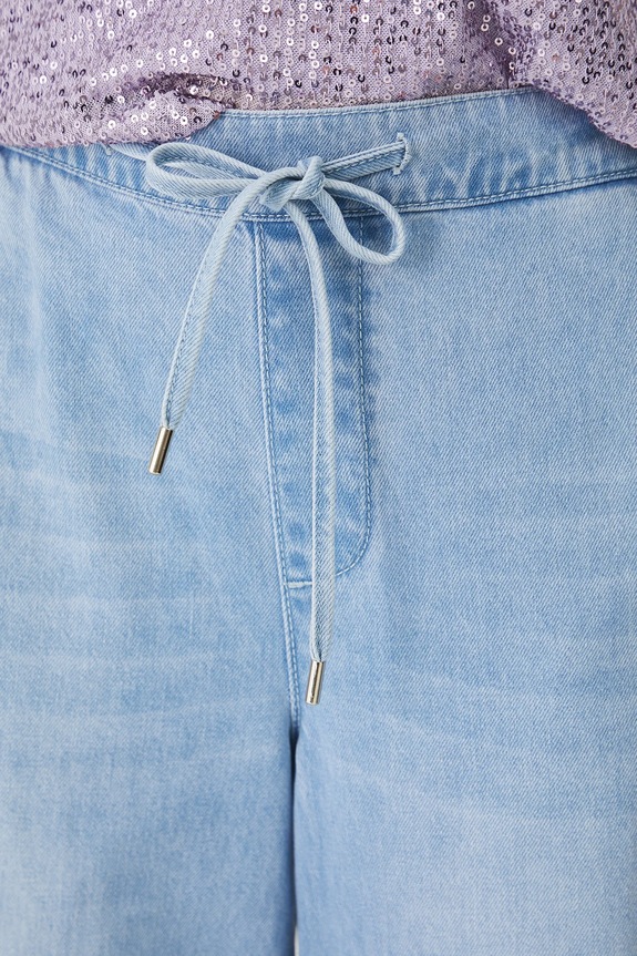 Jeansy bawełniane damskie wide leg kolor niebieski niebieski RS25-SJD901