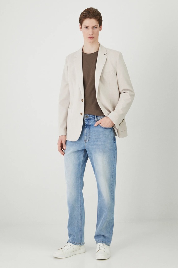 Jeansy męskie loose z przetarciami kolor niebieski RS25-SJM606 niebieski RS25