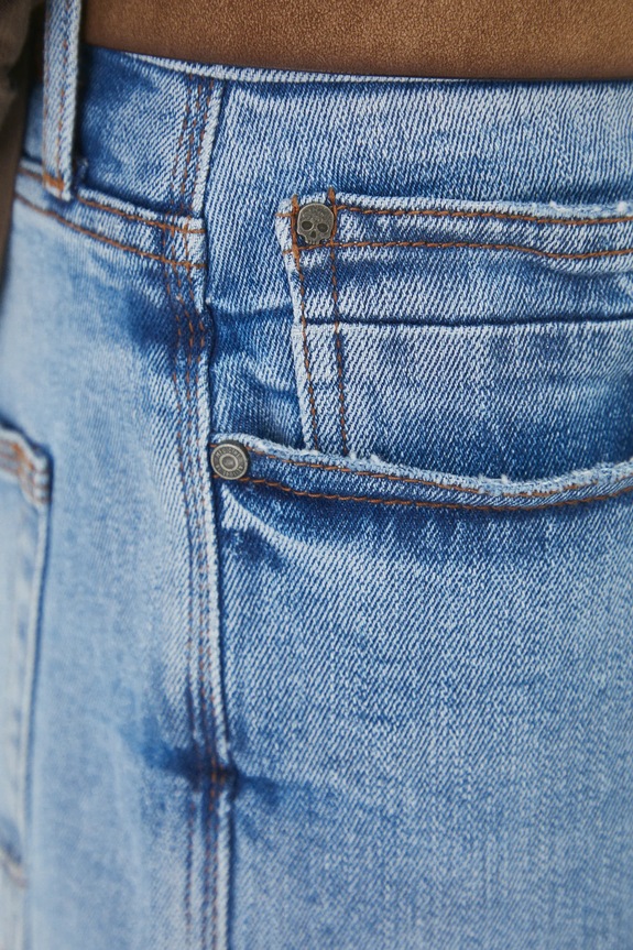 Jeansy męskie loose z przetarciami kolor niebieski niebieski RS25-SJM606