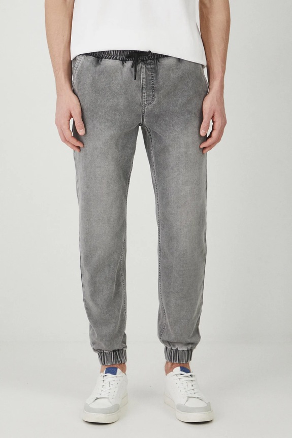 Jeansy męskie jogger z efektem sprania kolor szary szary RS25-SJM607