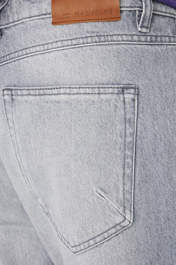 Bavlněné džíny pánské carrot se sepraným efektem šedá barva šedá RS25.SJM902