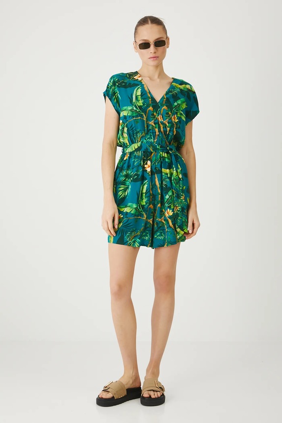 Medicine tuta elegante floreale turchese RS25-SKD0B0