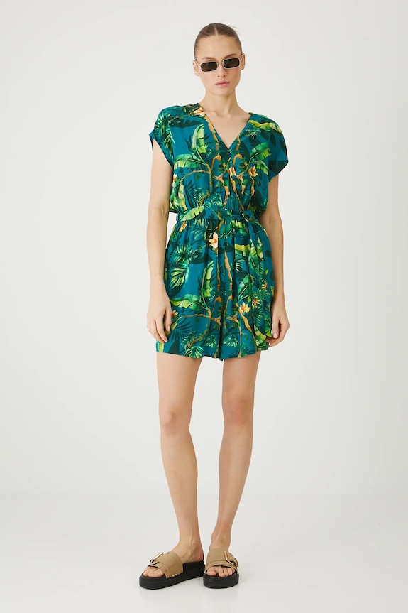 Medicine tuta elegante floreale turchese RS25-SKD0B0