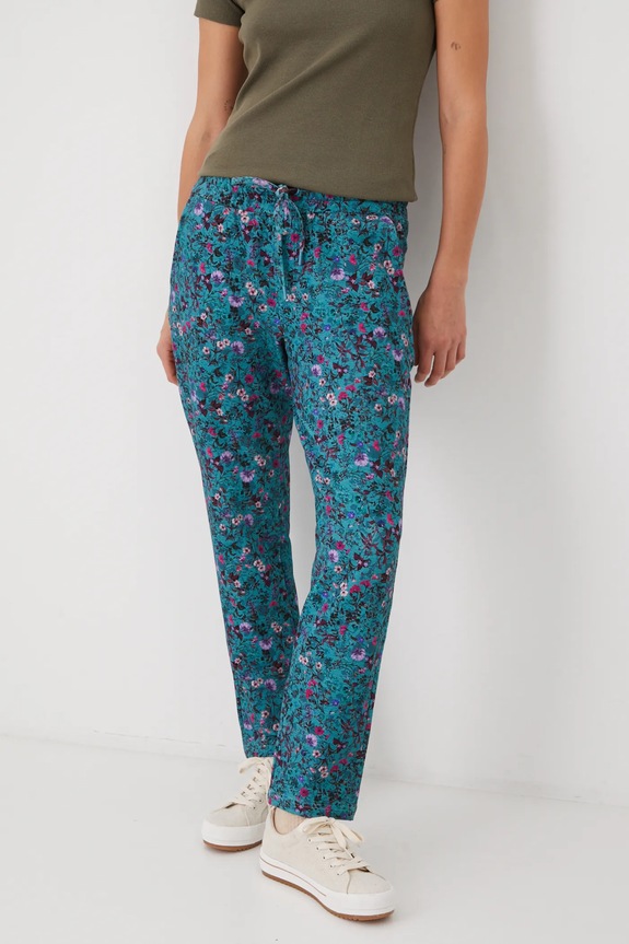 Spodnie dresowe bawełniane damskie z elastanem wzorzyste kolor zielony RS25.SPD020 turkusowy RS25