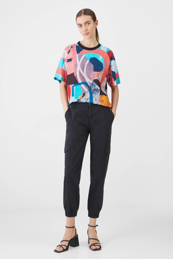 Spodnie damskie jogger z kieszeniami cargo kolor czarny RS25.SPD041 czarny RS25