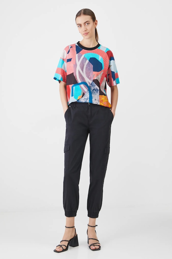 Spodnie damskie jogger z kieszeniami cargo kolor czarny RS25.SPD041 czarny RS25