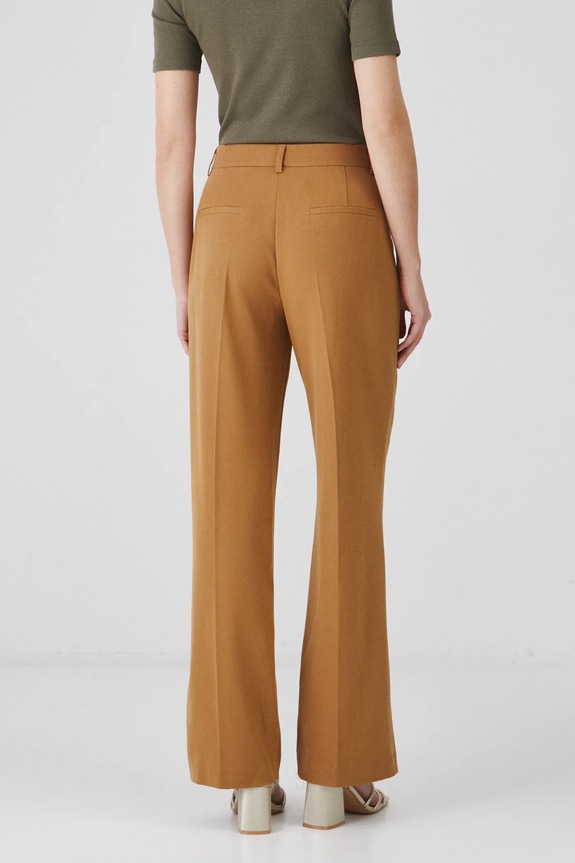 Oblečení Kalhoty dámské wide leg, hladký povrch hnědá barva RS25.SPD200 hnědá