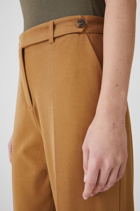 Kalhoty dámské wide leg, hladký povrch hnědá barva hnědá RS25.SPD200