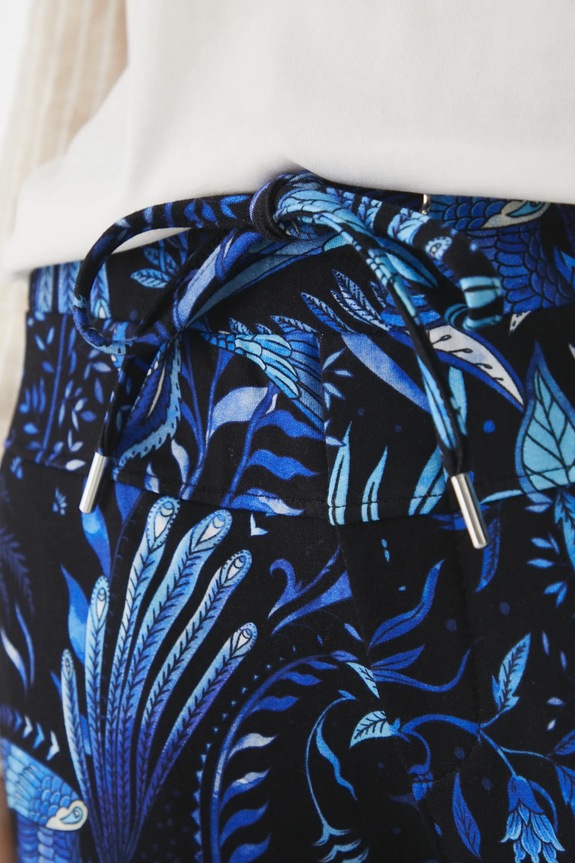 Spodnie dresowe bawełniane damskie z elastanem wzorzyste kolor czarny czarny RS25-SPD706