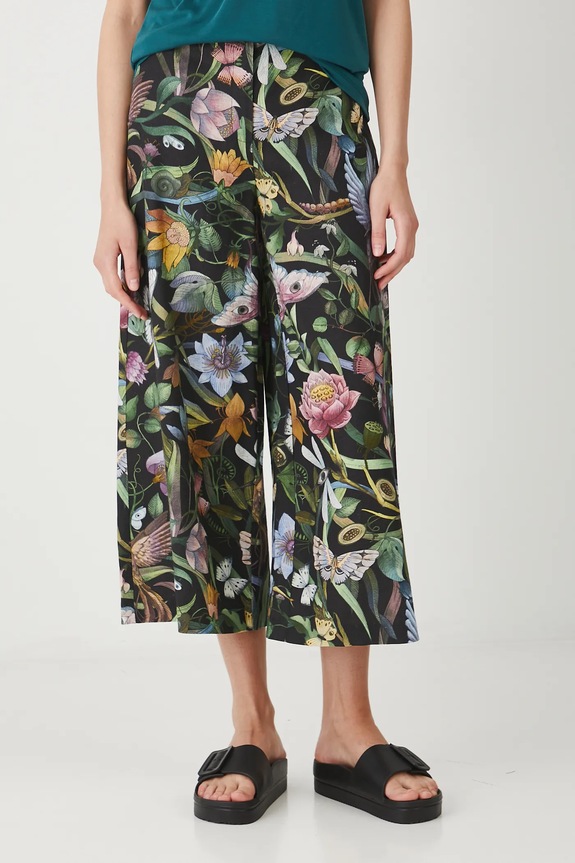 Spodnie z lnem damskie culottes gładkie kolor czarny RS25-SPD903 czarny RS25