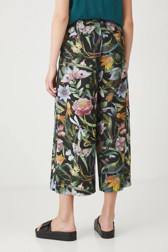 Odzież Spodnie z lnem damskie culottes gładkie kolor czarny RS25-SPD903 czarny