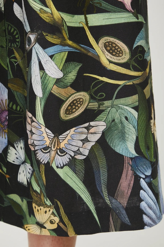 Spodnie z lnem damskie culottes gładkie kolor czarny czarny RS25-SPD903