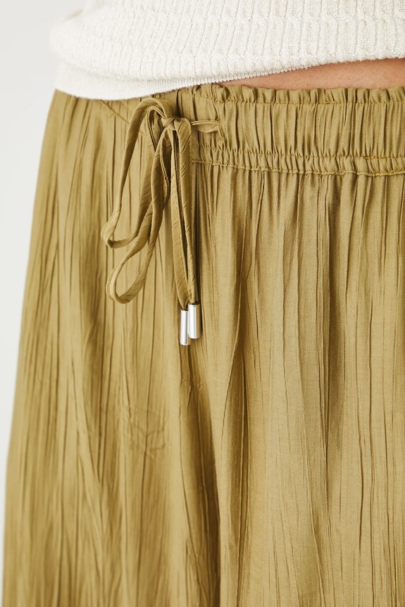 Spodnie damskie wide leg z wiskozą kolor zielony zielony RS25-SPD908