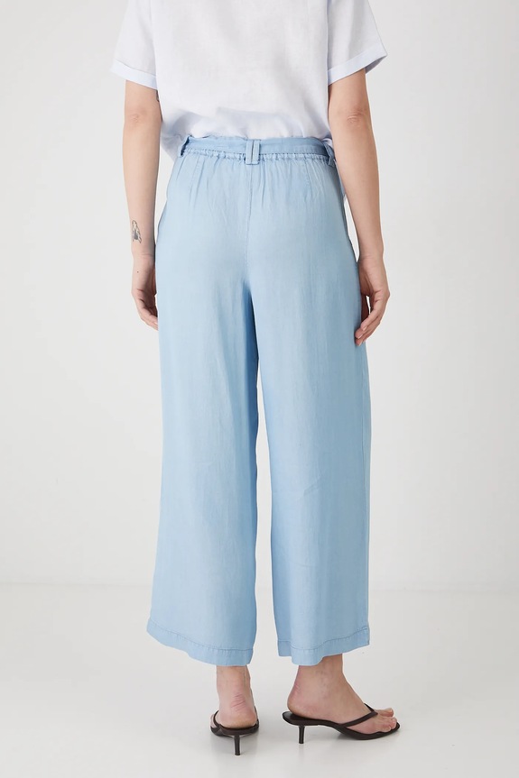 Odzież Spodnie damskie z paskiem z lyocellu kolor niebieski RS25-SPD909 niebieski