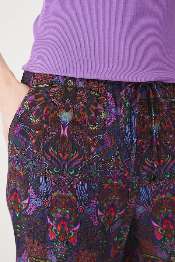 Spodnie damskie wide leg wzorzyste kolor multicolor multicolor RS25-SPDC00