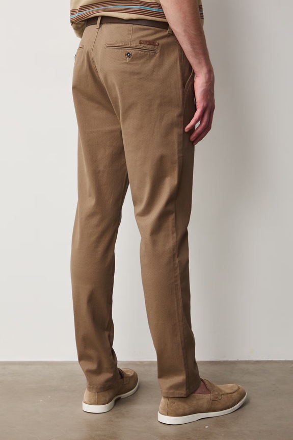 Oblečení Kalhoty pánské slim, s páskem béžová barva RS25-SPM010 béžová