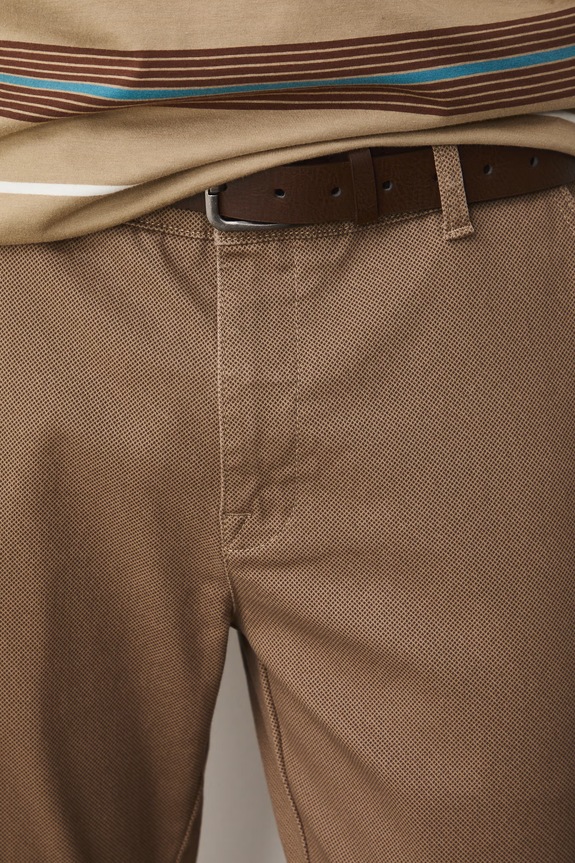 Kalhoty pánské slim, s páskem béžová barva béžová RS25-SPM010