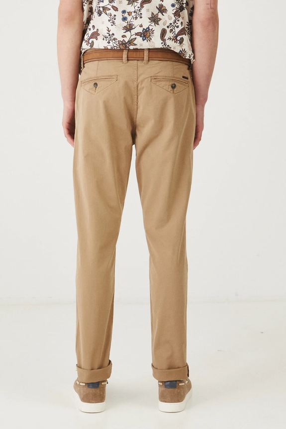 Oblečení Kalhoty pánské slim, s páskem béžová barva RS25-SPM032 béžová
