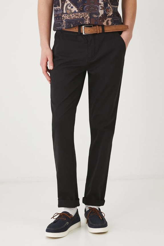 Spodnie męskie slim z paskiem kolor czarny RS25-SPM032 czarny RS25