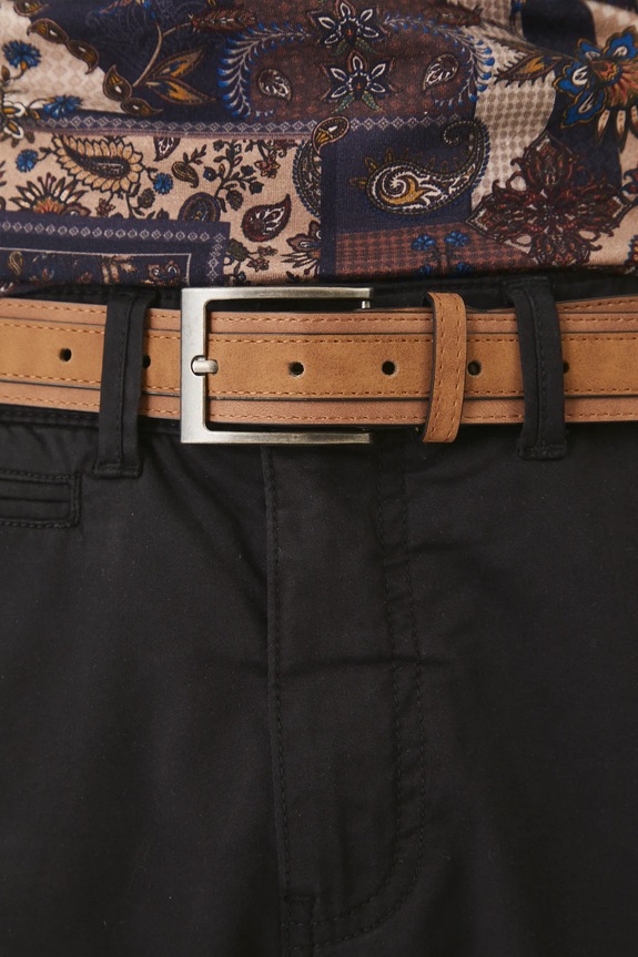 Spodnie męskie slim z paskiem kolor czarny czarny RS25-SPM032